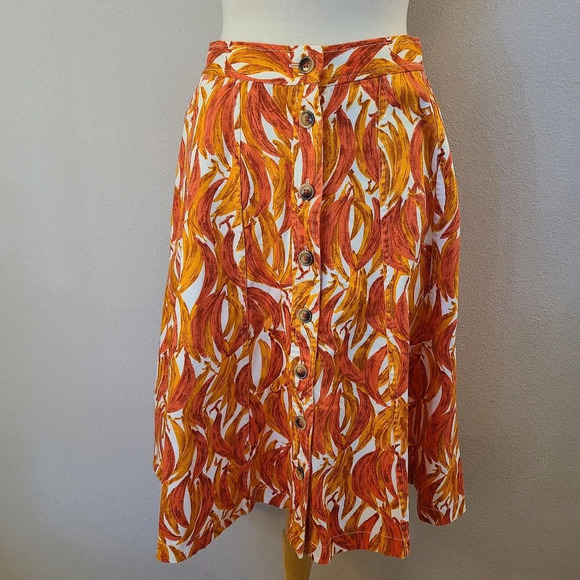 Anthro Maeve Banana Grove A-Line Midi Skirt - Picture 3 of 6